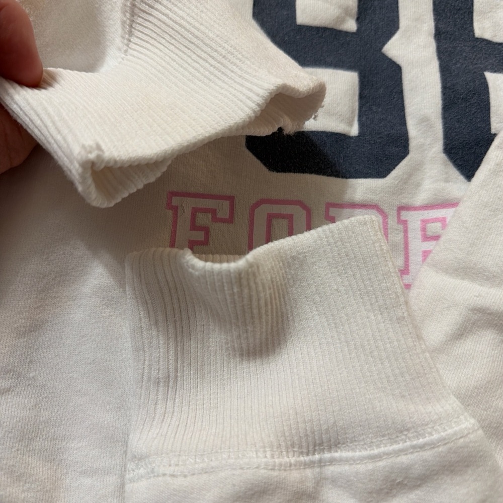 Victoria's Secret White Pullover Sweatshirt with Pink Logo Tag - Picture 7 of 7